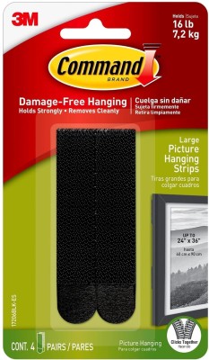 Command Command™ Black Large Picture Hanging Strips , 4 strips Hook 1(Pack of 1)