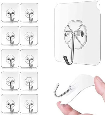 ASEOS Sleek & Sturdy Self-Adhesive Hooks – No Damage Design Hook 1(Pack of 10)