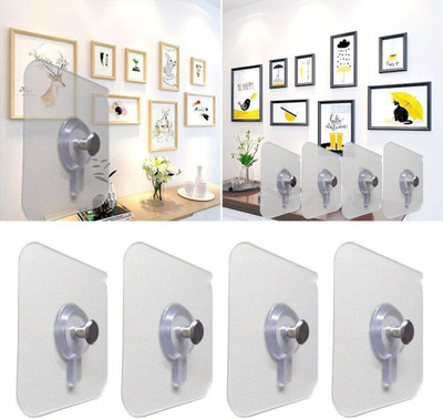 VESTURA Self Adhesive Sticker Hanger | No-Drill Plastic Wall Hooks Hook 8(Pack of 8)