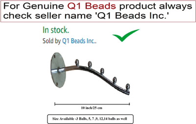 Q1 Beads 5 Ball pin Hooks Wall Drope Hanger/Shop/Showroom Display Hook Rail bar for Clothes/Kitchen/Mobile Pack of 2 -Heavy Duty Wall Mount with Hardware Fittings Hook Rail 5(Pack of 2)
