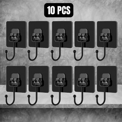 ELITIZE Heavy Duty Self Adhesive Wall Hooks for Hanging – Waterproof Hooks – Pack of 10 Hook 1(Pack of 10)