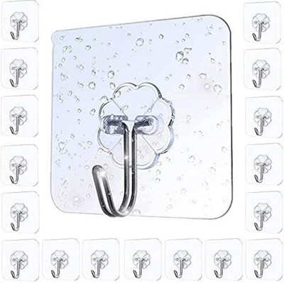 Lakshya Set of 20 Wall Hooks Heavy Hooks for Hanging 10KG (Max) Magic Stickers Hooks Hook 20(Pack of 20)
