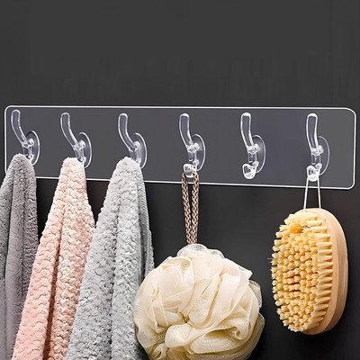 eshopy 6 In 1 Self Adhesive Wall Hooks, Heavy Duty Sticky Hooks for Hanging Hook 6(Pack of 1)