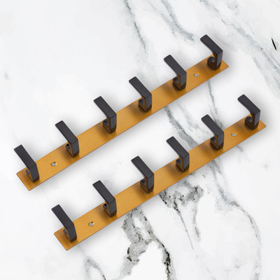 Decuds Stainless Steel And Aluminium Alloys YAKA 6 Pins Cloth Hook Rail Hook Rail 6(Pack of 2)