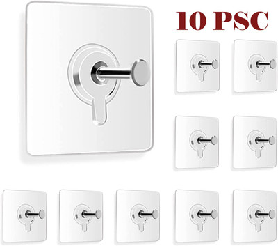 JASS Heavy Duty Wall Hooks Self Adhesive Screw Hooks Hook 10(Pack of 10)