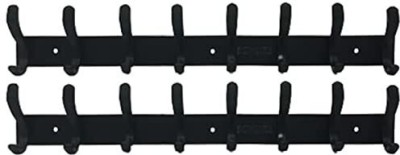 Smart Shophar Fescue Wall Hook 8 Leg Black Strong Cloth Hanger 8 pins Double Pins Heavy Duty Hook 8(Pack of 2)