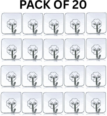 Depoff Strong Adhesive Hook Wall Door Sticky Hanger Holder for Kitchen And Bathroom Swivel Hook 20(Pack of 20)
