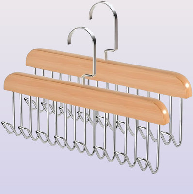 Ayneex 8 HOOK WOODEN HANGER STORAGE HANGERS Hook 8(Pack of 2)