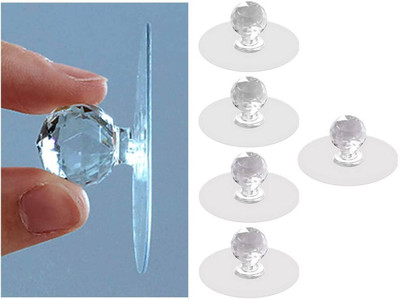 MERCEHIVE Diamond Crystal Clear Shaped Pulls Handles Self-Adhesive Drill Free Self-Sticker Hook 5(Pack of 5)