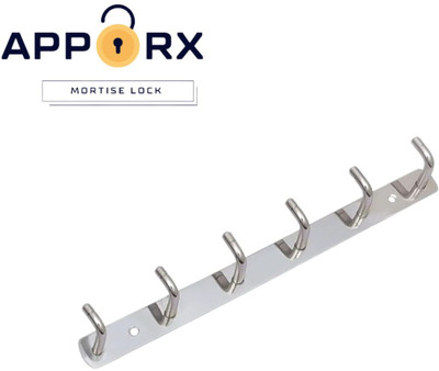 apporx 6 Pin Metal Bathroom Cloth Hooks for Hanging Keys,Clothes,Towel Hook Rail Hook Rail 6(Pack of 1)