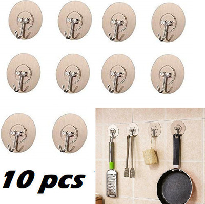 XBEY Self Adhesive Wall Hooks Heavy Duty Nail Free Sticky Hanger Hook 10(Pack of 10)