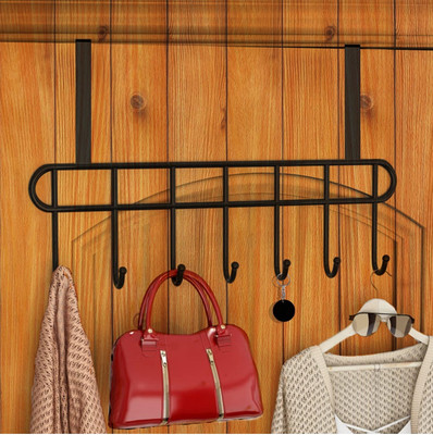 UNIQUEWELL Stainless Steel Over The Door 7 Prong Hook Hanger Organizer/Wall Hook Rack Hook Rail 7(Pack of 1)