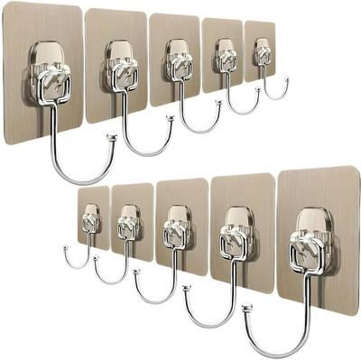 DEQTRON Stainless Steel 10 Pcs Hooks for Multipurpose Home Storage Hook 10(Pack of 10)