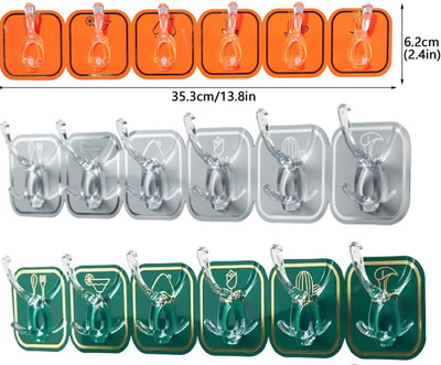 XBEY 6 in 1 Hook Row || Without Drilling Hook Hanger || Hook Row For Kitchen Bathroom Hook 18(Pack of 18)