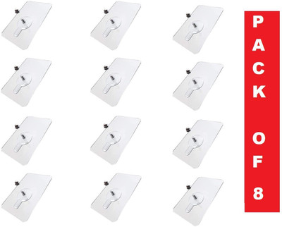 StayWay PVC Adhesive Nails Wall Hooks Heavy Duty Stick on Door Nail Free Screw Non-Trace Hook 8(Pack of 8)