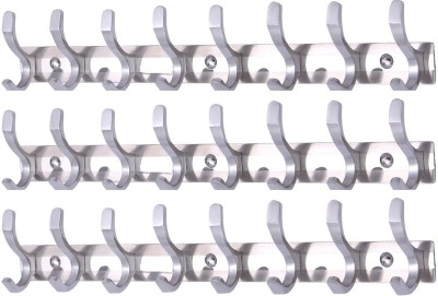 Sureify Stainless Steel And Aluminium Alloys Fescue Wall Hook 8 Legs Silver Hook Rail 8(Pack of 3)
