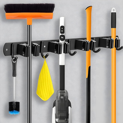 JIALTO Broom Holder black Wall Mounted 4 prongs Hook 4(Pack of 1)