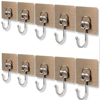 SIGMASTONE PVC Waterproof Big Adhesive Heavy Duty Sticky Stainless Steel Hook 10(Pack of 10)