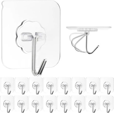 KANTHEE ENTERPRISE Heavy-Duty Self Adhesive Wall Hooks for Hanging Clothes, Hats, Keys, and More Hook 20(Pack of 20)