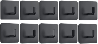 M Y Self Adhesive Hooks/Waterproof Stainless Steel Black Coated J Hook 1(Pack of 10)