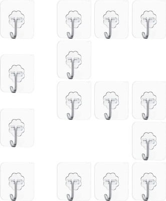 E-ECL Adhesive Hooks Strong Sticky Kitchen Hooks Wall Hanger for Kitchen Bathroom Hook Hook 15(Pack of 15)