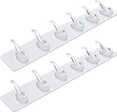 PAVITYAKSH 6 PCS HOOK CROSS Multi-Purpose 6 Hook Sticker for Hanging Hook Rail 6(Pack of 2)