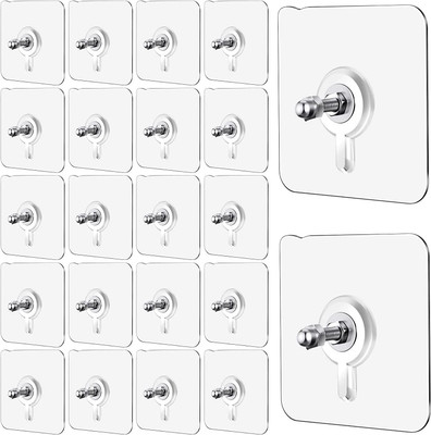 MERCEHIVE Nail Free Wall Hook Screw Adhesive Non-Trace No Drilling Bathroom Hook 20(Pack of 20)