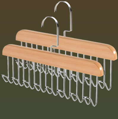 Vjayex 8 HOOK WOODEN HANGER STORAGE HANGERS Hook 8(Pack of 2)