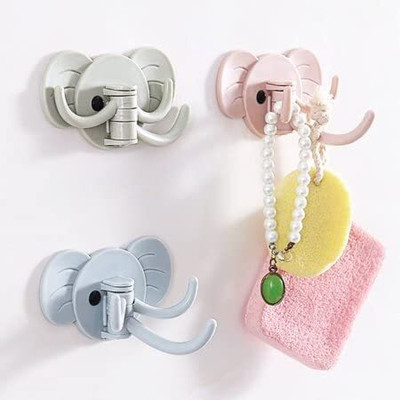 SVULINT 4 pcs Wall Hook Hanger Cute Elephant Bathroom Hanger for Towel Hook 4(Pack of 4)