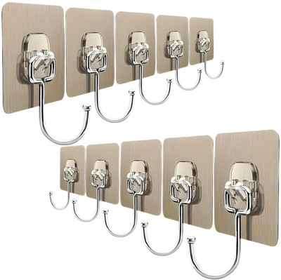HI-HOPE Self Adhesive Sticker Hanger | No-Drill Plastic Wall Hooks Hook 10(Pack of 10)