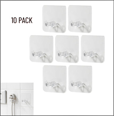 Prievado 10Pcs Adhesive Plug Socket Wall Hooks Quick Mount for Home Office command hook Hook 1(Pack of 10)