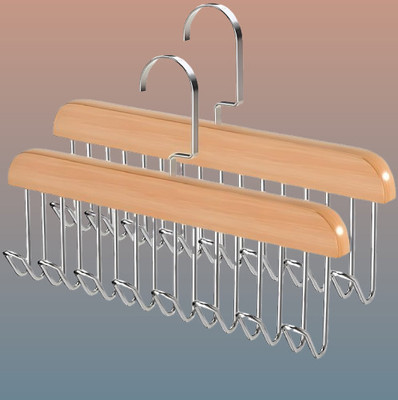 Natvex 8 HOOK WOODEN HANGER STORAGE HANGERS Hook 8(Pack of 2)