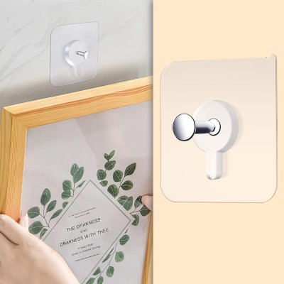 Homewilo Self Adhesive Transparent Photo Frame Hooks for Bathroom, Kitchen and Home Hook Hook 20(Pack of 20)