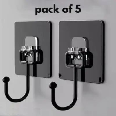 Lufasa Self-Adhesive Wall Hooks, Drill Free/Ceiling/Wall/Kitchen/Bathroom/Keys/Clothe Hook 5(Pack of 5)
