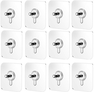 QXORE Wall Hooks for Photo Frames, Self Adhesive Nails Wall Mount Screw Sticker Hook 12(Pack of 12)