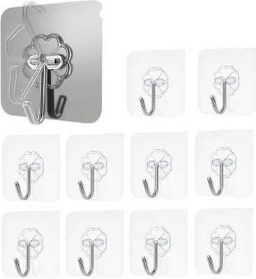 hookyhook Heavy Duty Flower Adhesive Wall Hooks - (10 Pc / Set) Hook 10(Pack of 10)