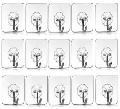 Wonder Star Adhesive Magic Stickers/Wall Hooks for Hanging Keys Coats Hats Bags PACK OF 15 Hook 15(Pack of 10)