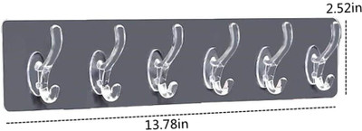 DUANT Wall Hooks Hanger for Hanging Clothes Strong Self Adhesive Magic Sticker Hook 6(Pack of 1)