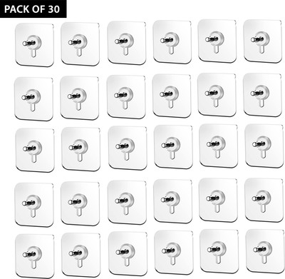 DALUCI Nail Free Wall Screw Adhesive Non-Trace No Drilling Bathroom Installation Hook 30(Pack of 30)