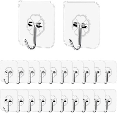 jai creations 20 High-Quality Wall Hooks - Self-Adhesive, Heavy Duty, No-Drill, Waterproof Hook 20(Pack of 20)