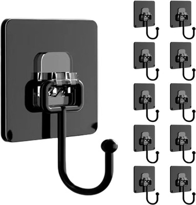 QUEBLISS Self Adhesive Wall Hooks / Drill Free Hooks / Sticker Hanger Kitchen Bathroom Hook 10(Pack of 10)