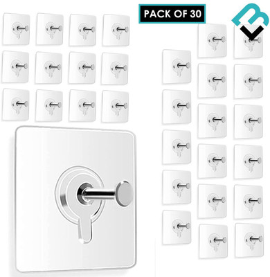 BRAND VILLA Photo Frame Wall Hook Without Drilling Self Adhesive Stainless Steel Wall Hooks Hook 30(Pack of 30)