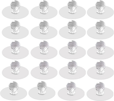 BRAND VILLA Heavy Duty Self-Adhesive Crystal Adhesive Wall Hooks –Clear Diamond Knob Design Hook 20(Pack of 20)