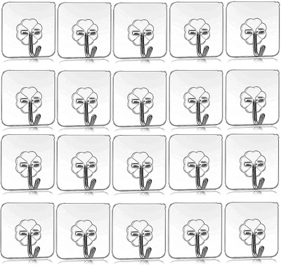 ADL PASSION Adhesive Hooks for Wall, Sticky Wall Hook for Hangers,Bedroom,Bathroom hangings Hook 20(Pack of 20)