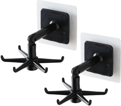 SJK Wall mounting Self Adhesive 360 Degree Rotating Hook for Hanging(Pack of 2) Accessories Organizer