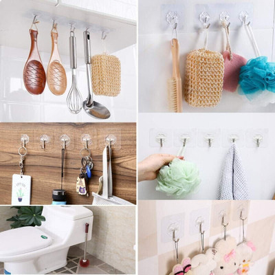 SJK (PACK OF 10)Self Adhesive Heavy Duty 180° Rotatable Towel Holder PINX10.883 Hook 10(Pack of 1)