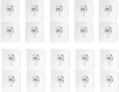VAVSU Wall Mount Screw Hooks | No Drill Adhesive Screw Hook for Bathroom Kitchen Wall Hook 20(Pack of 20)