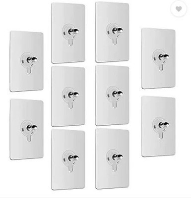 HOKLER Detachable Self Adhesive Wall Screw Hooks, Punch-Free Wall-Mounted Screw Hook Hook 10(Pack of 10)