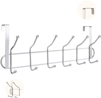 AJB Metal Chrome Finish Multifunctional Door Hook Organiser/Wall Hook Hanger Hook Rail 12(Pack of 1)