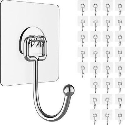 HI-HOPE Big Transparent Hook Sticky Hooks,for Hanging, Bathroom,Big Transparent Hook Hook 20(Pack of 20)